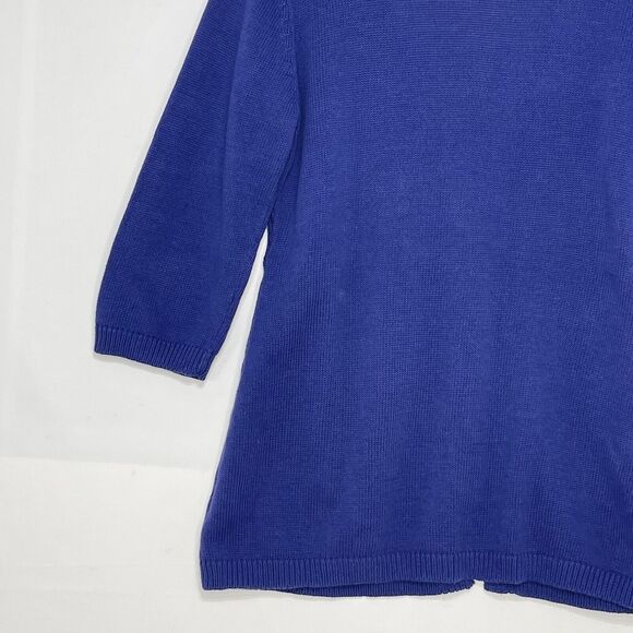 D&Co Women Small Cable Knit Sweater Navy Blue One Button 3/4 Sleeve - Picture 9 of 13